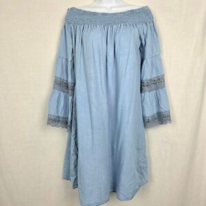rue21 Light Blue Off Shoulder Chambray Dress M